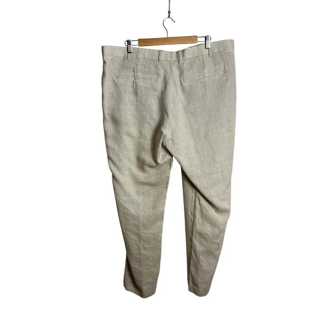 H&M Size 46R Natural 100% Linen‎ Slim Fit Men's Suit Pants NEW Lightweight